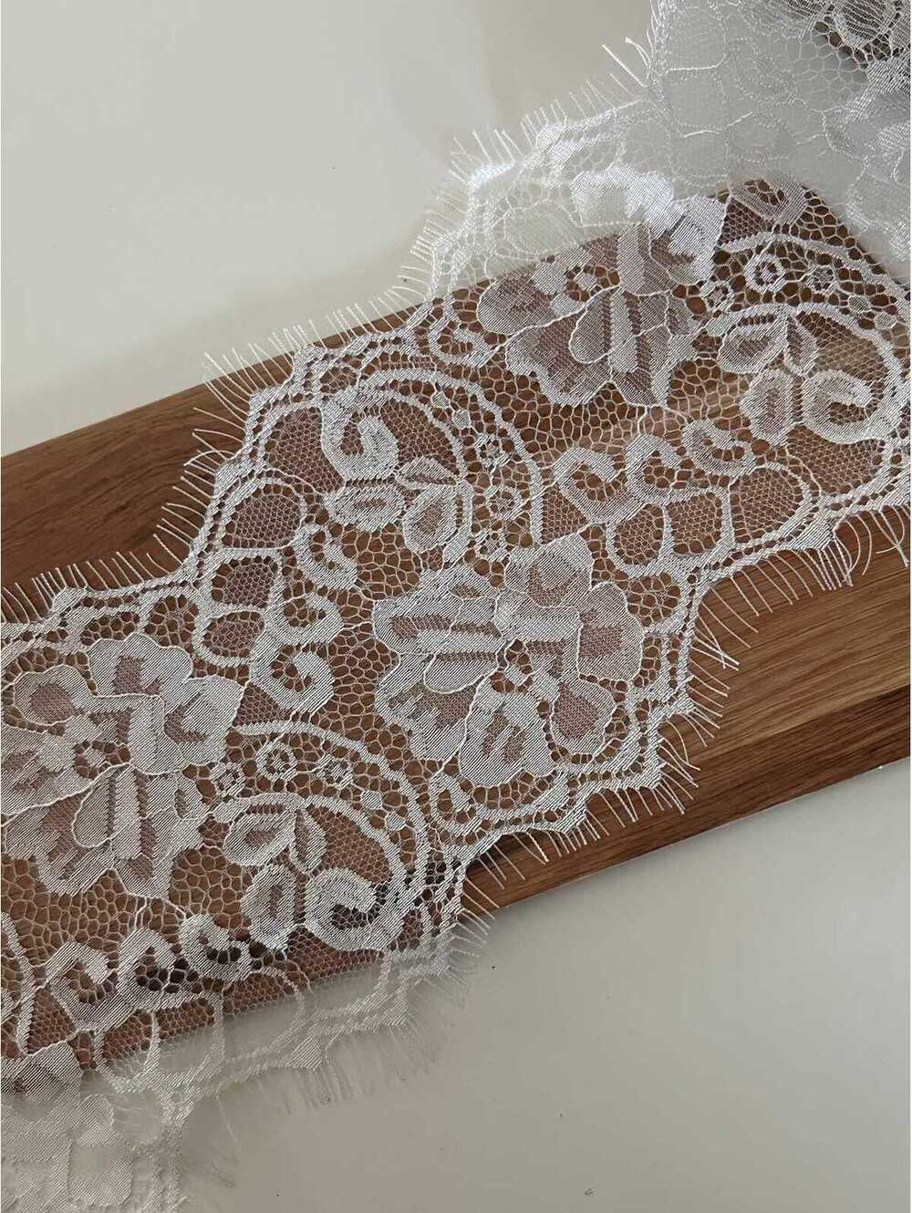 3Yds White Non-Stretch Eyelash Lace, 5" Wholesale